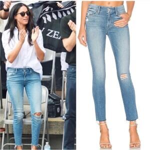 Mother Denim Looker Ankle Fray Distressed Jeans Size 25